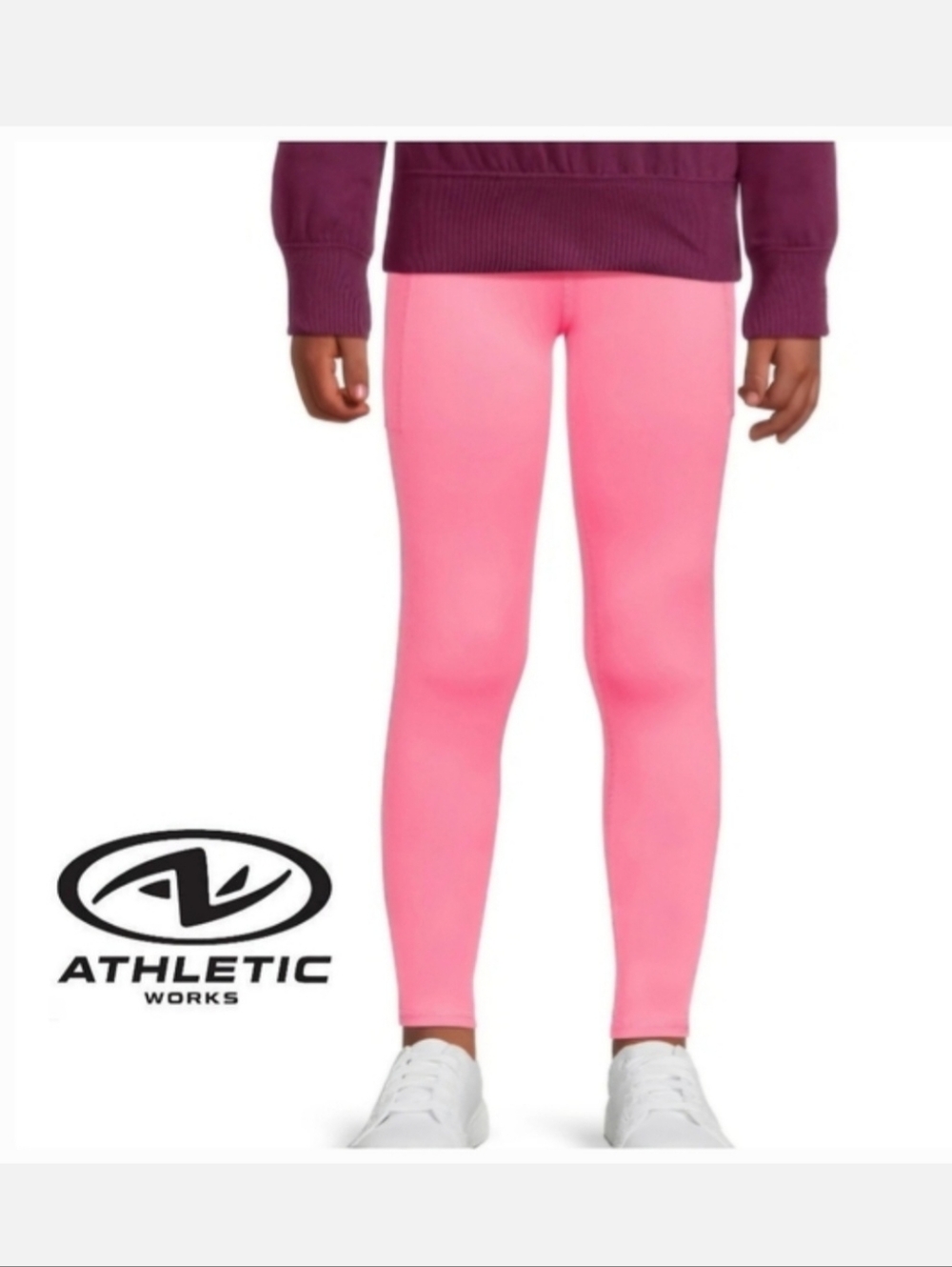 Girls Athletic Works Leggings Neon Pink Size L 10-12